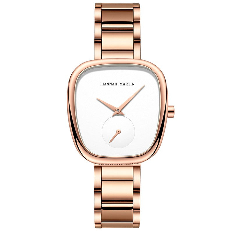 HANNAH MARTIN Brand Original Luxury Women Watch Rose Gold Fashion Stainless Steel Quartz Movement Waterproof Women Dress Watches