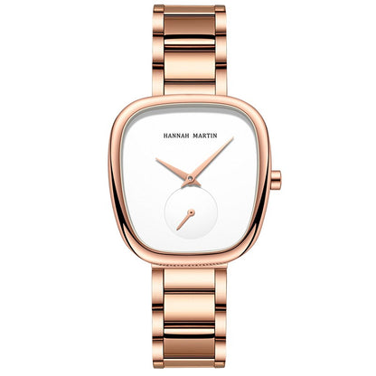 HANNAH MARTIN Brand Original Luxury Women Watch Rose Gold Fashion Stainless Steel Quartz Movement Waterproof Women Dress Watches