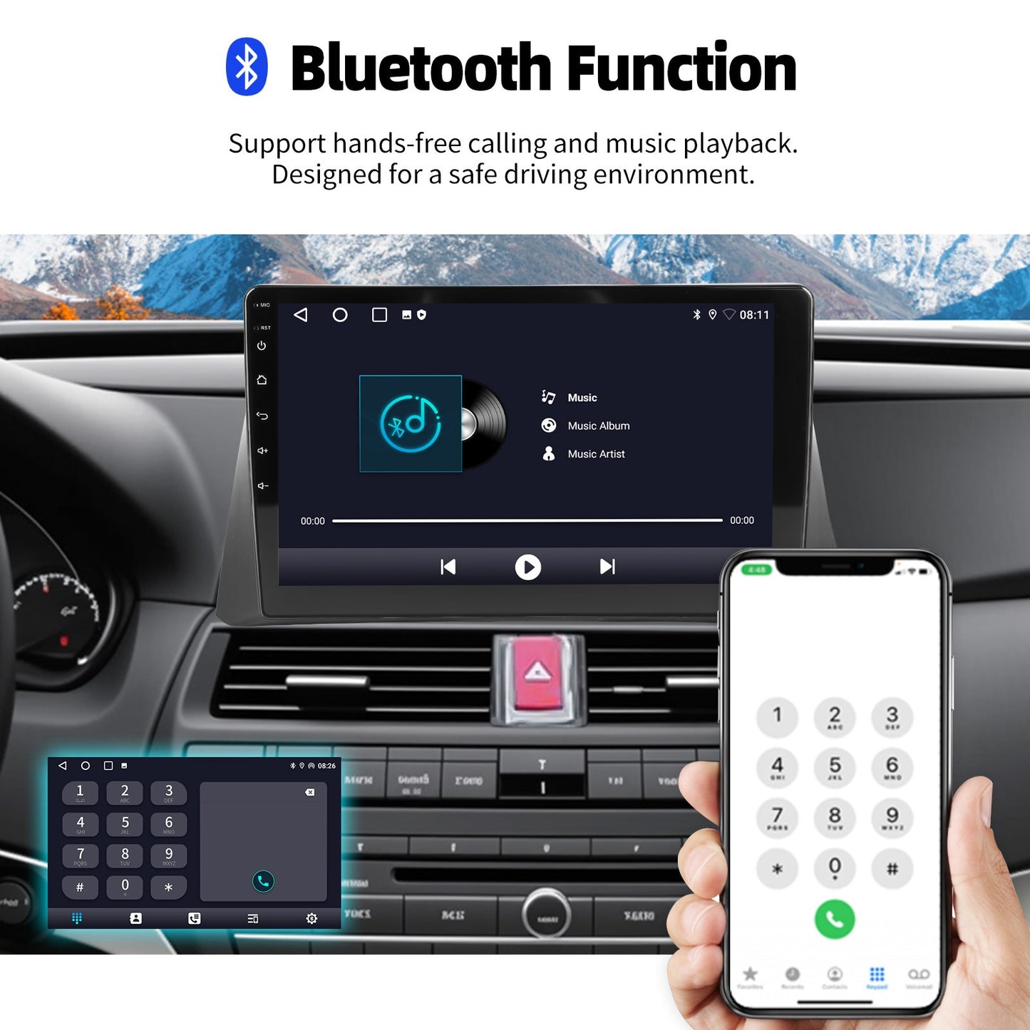 64G 10" Android 14 For 2008-2013 Honda Accord 8 Apple Carplay Car Stereo GPS Navigation WiFi FM Radio Head Unit SWC Bluetooth