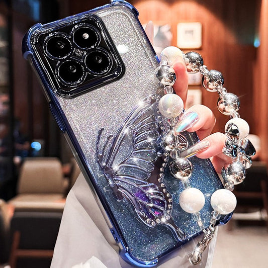 Capa Protetora à Prova de Choque com Glitter e Borboleta para Xiaomi 17 pro max Xiaomi17 13T 14T 15T Pro 15 Ultra