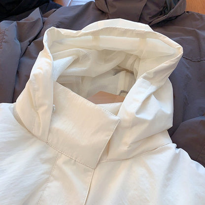 Mumaroho 2025 Autumn Winter Women Windbreaker Jacket Windproof Solid Long Sleeve Outdoor Sport Hooded Thin Coat Jacket For Women