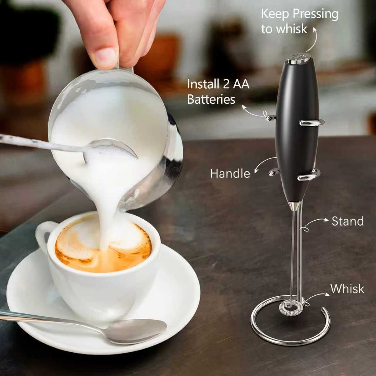 Espumador de Leite Potente para Cozinha, Batedor de Bebidas Portátil a Pilha para Café, Lattes, Cappuccino, Matcha – Ideal para Presente