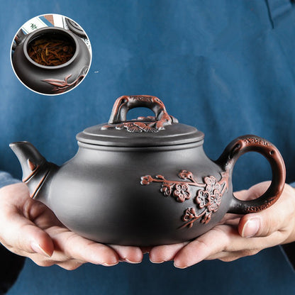 Conjunto de Bule e Xícaras de Chá Yixing em Argila Roxa, Grande Capacidade, Bule de Ameixeira em Argila, Conjunto de Chá Kung Fu