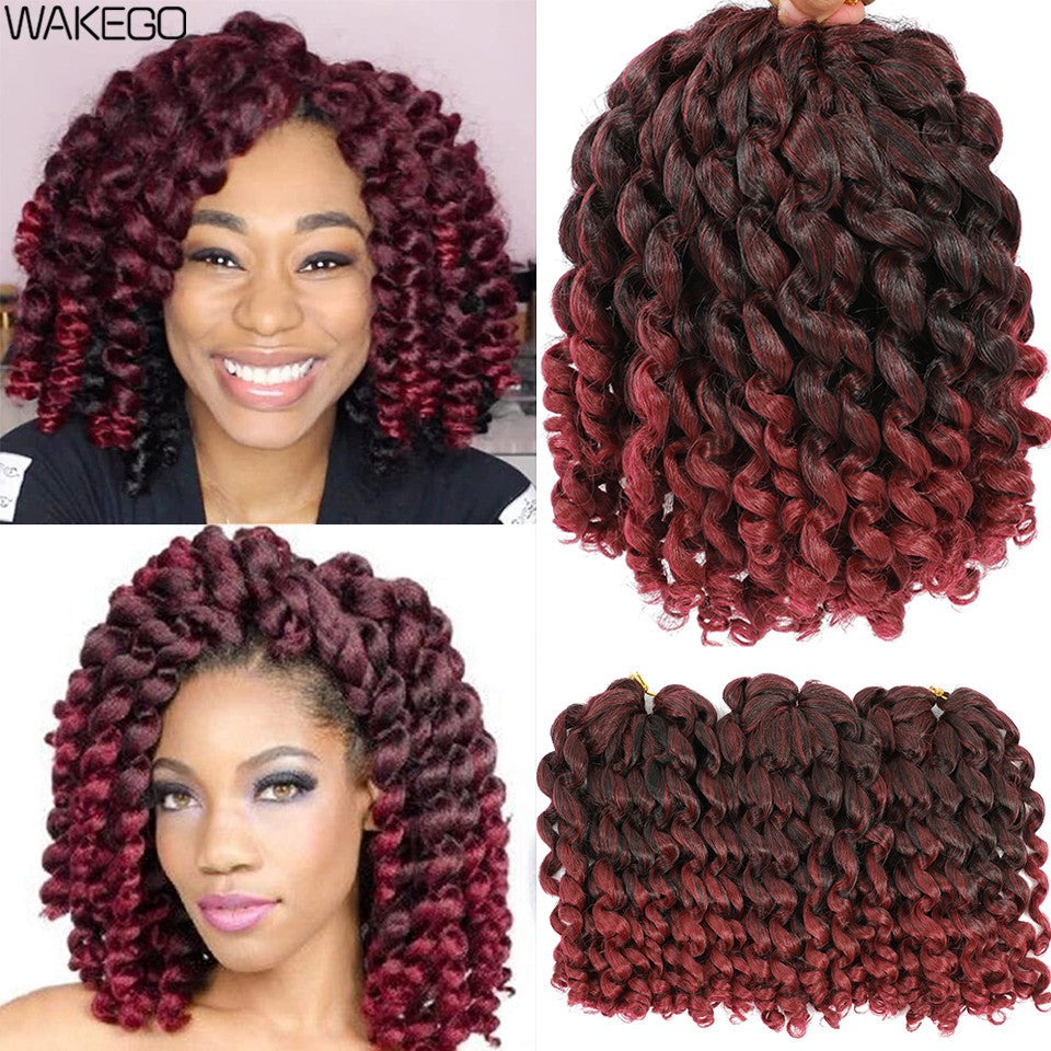 1-4 Pacotes 2X Ringlet Wand Curl Jamaican Bounce 8 polegadas Sintético Wand Curl Twist Braids Hair Crochet Cabelo Cacheado Extensões 20 Raízes