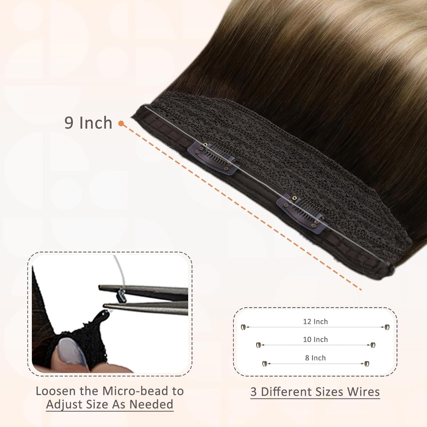 Full Shine Fishing Wire Hair Extensions Cabelo Humano Real Hair Extensions Apliques Para Mulheres Fio Secreto Grosso