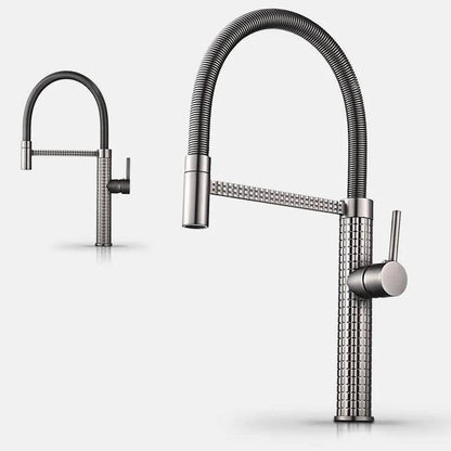 Gold Brass Faucet For Kitchen Sink Rotatable Drop Down Spring Hot And Cold Water Mixers Tap Accessories