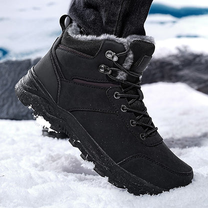 New Autumn and Winter High-Top Thick-Soled Fleece-Lined Men's Snow Boots, Outdoor Hiking Shoes, Hunting Boots, Hiking Boots