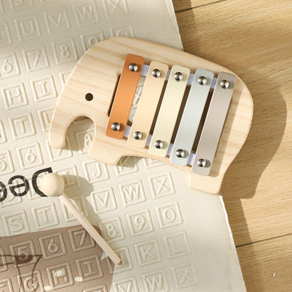 1pc Baby Wooden Rattle Wooden Elephant Xylophone Baby 0 3 Years Toys Make Sound Toys Music Rattle Wooden Kids Instruments Toys