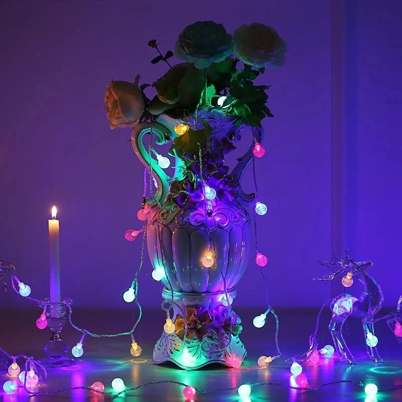 LED Crystal Ball String Lights Battery Power Romantic Bubble Ball Light String Indoor Garden Party Christmas Festival Decoration