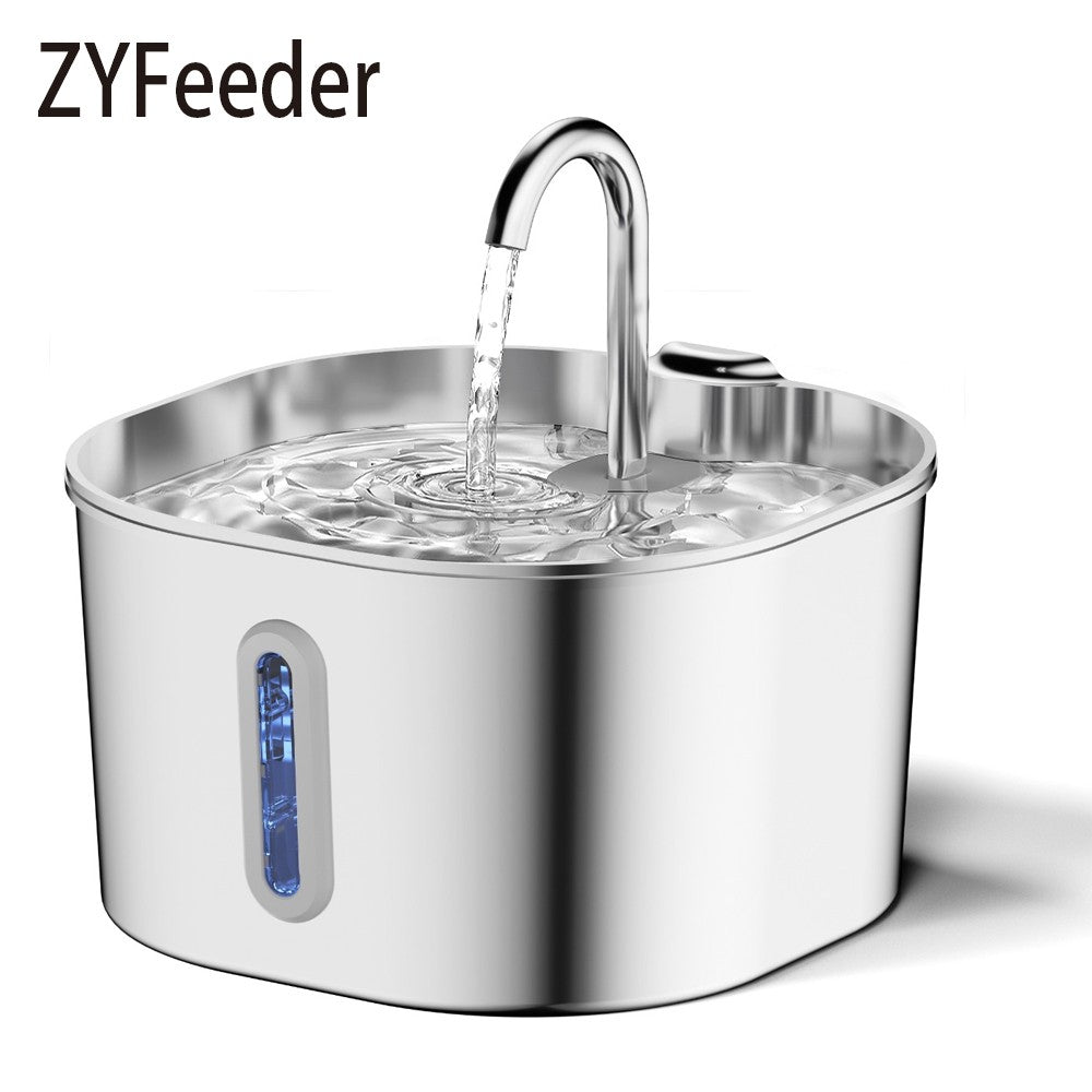 Bebedouro Automático para Gatos ZYFeeder 2.2L, Quadrado, Aço Inoxidável, para Animais de Estimação, com Janela? Não inclui plugue 5V 1A?