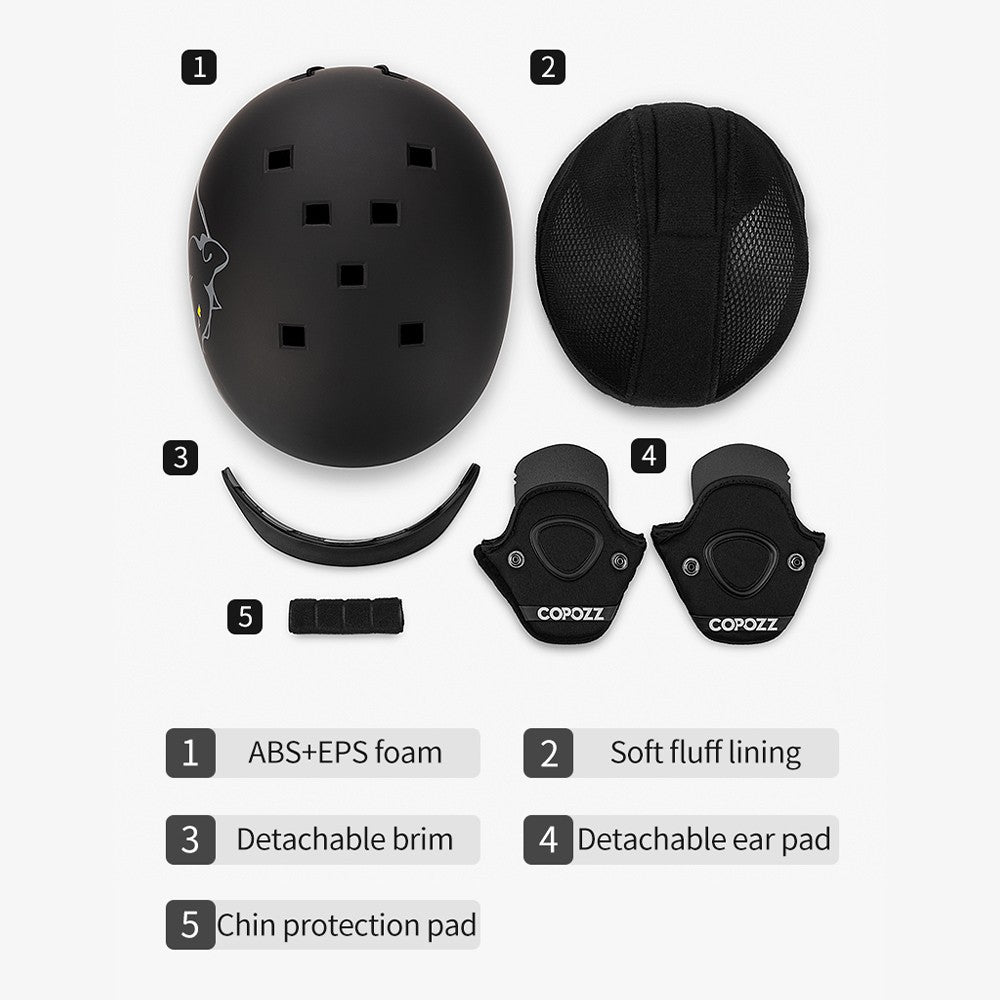 COPOZZ Novo Capacete de Esqui Unissex com Certificado, Meio-Coberto, Anti-impacto, Para Adultos e Crianças, Segurança na Neve, Capacete de Snowboard