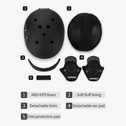 COPOZZ Novo Capacete de Esqui Unissex com Certificado, Meio-Coberto, Anti-impacto, Para Adultos e Crianças, Segurança na Neve, Capacete de Snowboard
