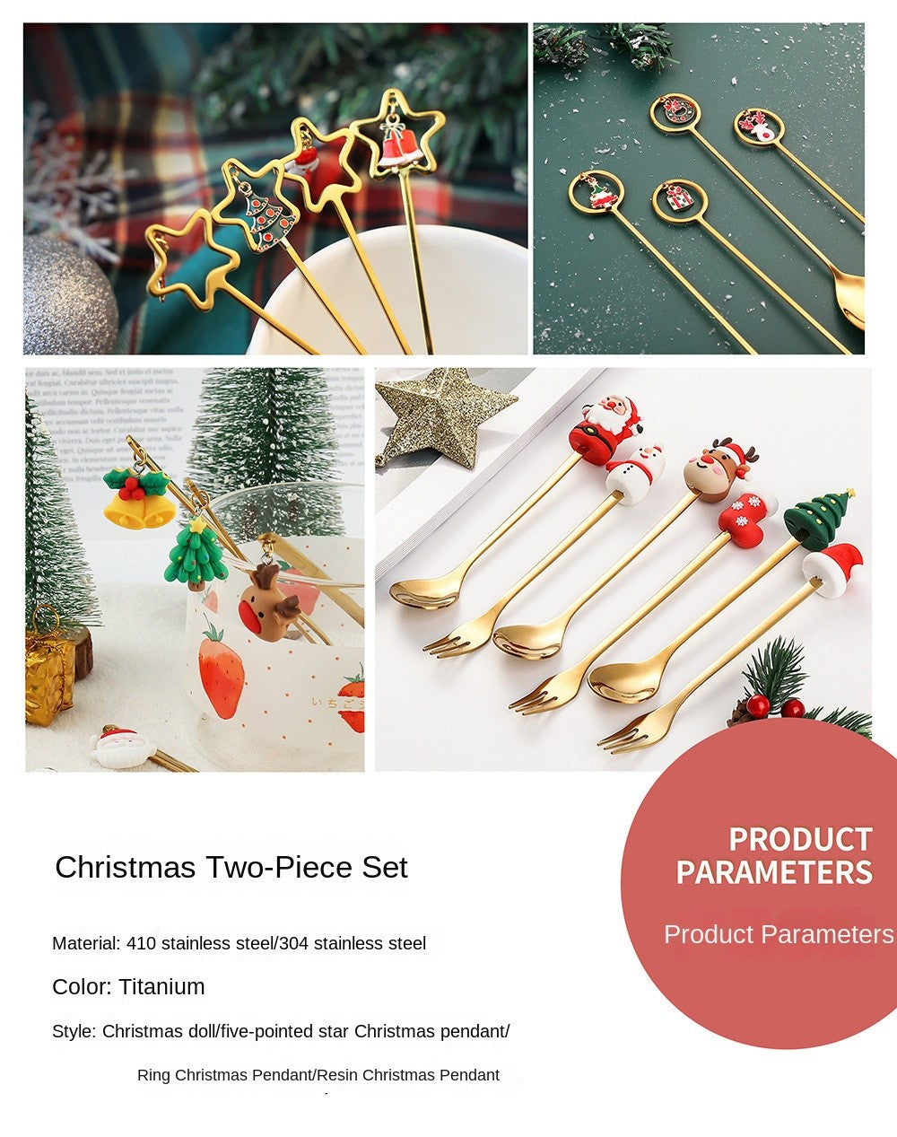 Warm Christmas Gift! Creative Santa Doll Dessert Spoon Fork 2-Piece Set Portable Tableware in Gift Box Sweet Surprise Friends