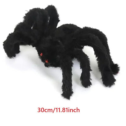 Giant Black Plush Spider Halloween Decoration 30-200cm Horror Haunted House Props Indoor Outdoor Party Scary Decor
