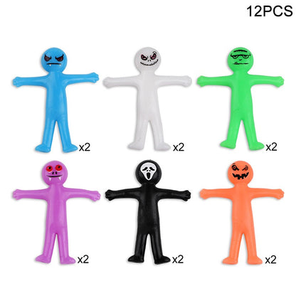 12-36Pcs Funny Little Man Halloween Stretchy Toy Kids Halloween Birthday Party Favors Goodie Bag Trick or Treat Bucket Filler
