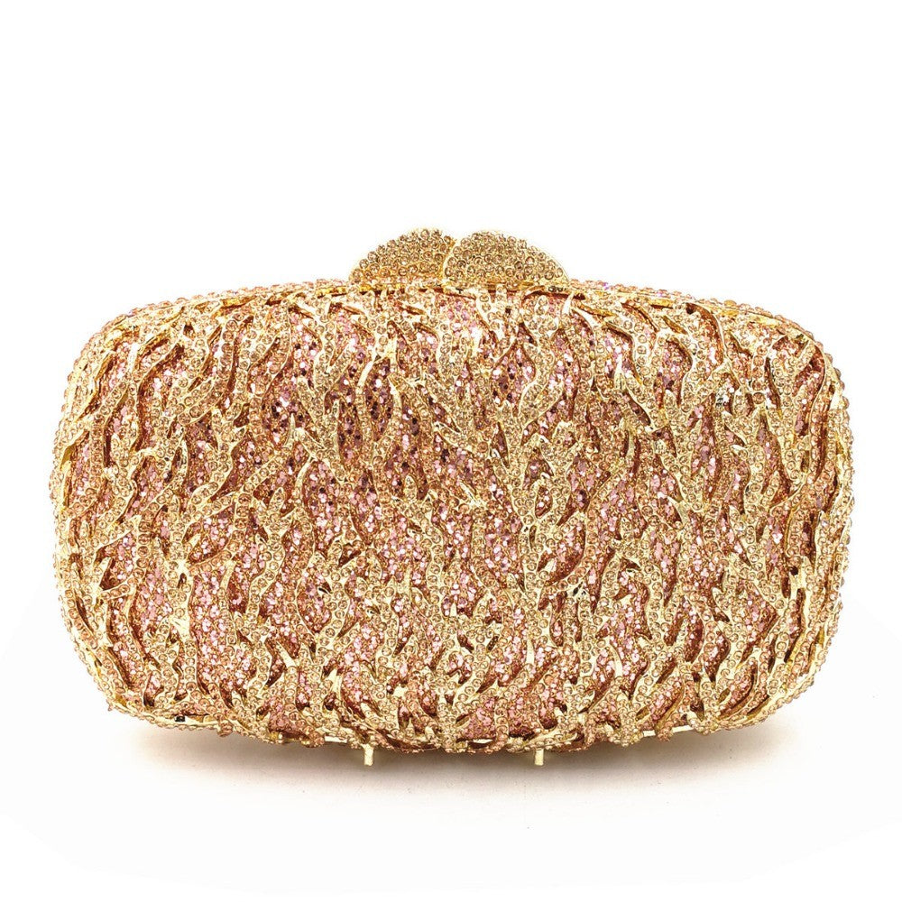 female Hollow Out Golden/black/gray Diamond Wedding Party Handbag Purse Women Crystal Clutch Evening Minaudiere Bag mom gifts