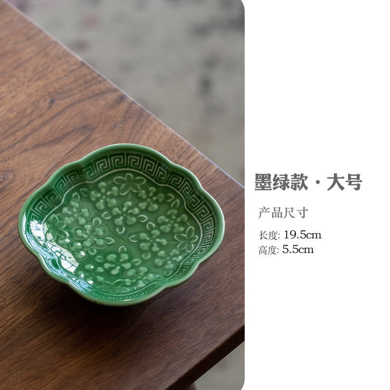 Chinese Style High Leg Fruit Dishes Ancient Pastry Plate Fruit Plate Appetizer Serving Platter Household Plates For Food Craft