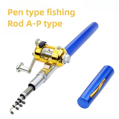 Fishing Rod Reel Combo Set Mini Telescopic Pocket Pen Fishing Rod Pole + Reel