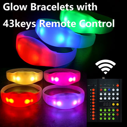 43Keys 1000 Meters 10 Area 15 RGB Remote Controller DMX Function LED Bracelets 100/2000PCS Wristband Wedding Party