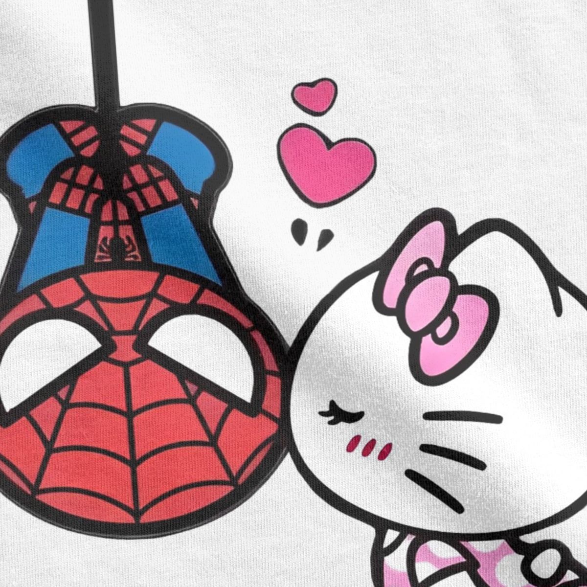 Men Women's Hello Kitty Love Spiderman Cartoon T Shirts Pure Cotton Clothes Vintage Short Sleeve Tees 4XL 5XL 6XL T-Shirts