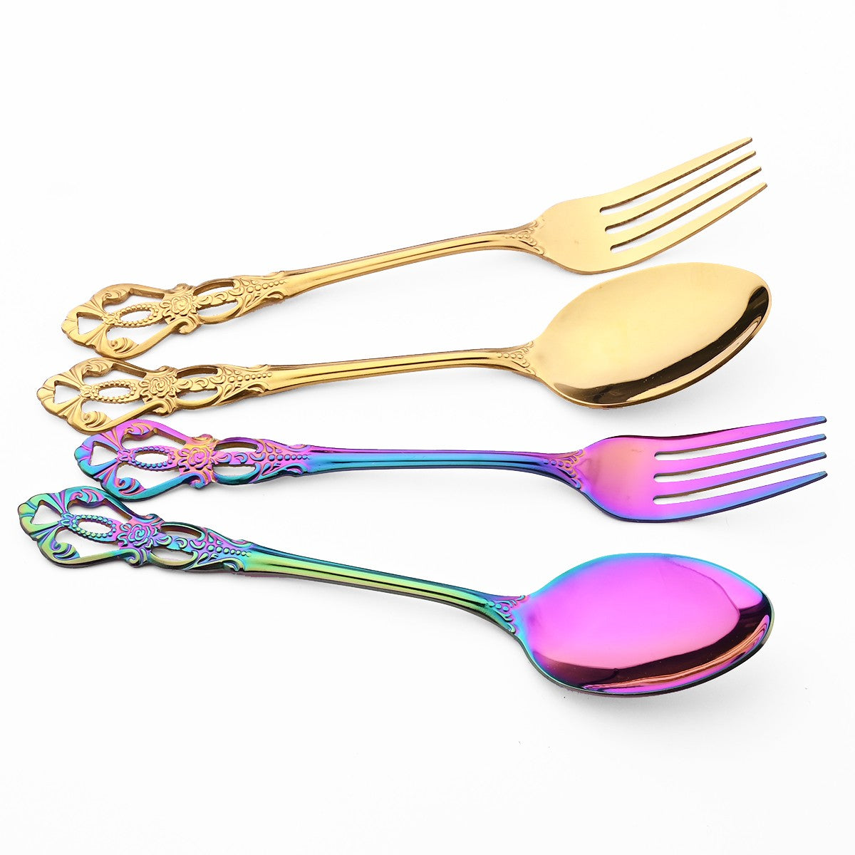 Conjunto de Talheres de Alta Qualidade Faca Garfo Colher de Sobremesa Louça Colorida Conjunto de Talheres de Aço Inoxidável Talheres de Mesa de Cozinha