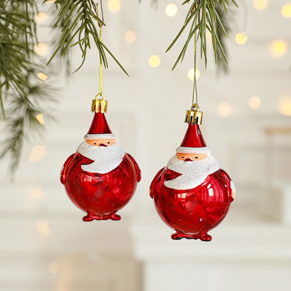 2PCS Red&white Christmas Hanging Decoration Plastic Santa Clause Xmas Ornament Ball Festival Camera Owl Xmas Baubles