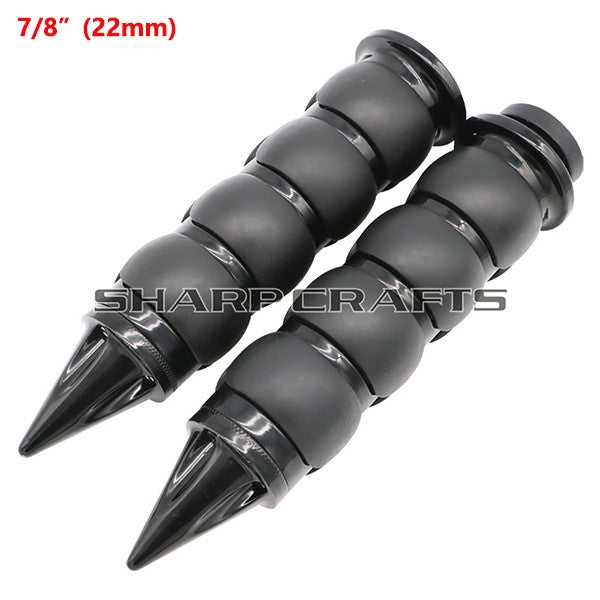 1" 25mm & 7/8'' 22mm Billet Rubber Flame Spike Hand Grips For Harley Honda Kawasaki Suzuki Yamaha  Bikes Cruiser Chopper Custom