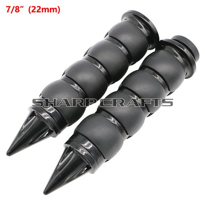 1" 25mm & 7/8'' 22mm Billet Rubber Flame Spike Hand Grips For Harley Honda Kawasaki Suzuki Yamaha  Bikes Cruiser Chopper Custom