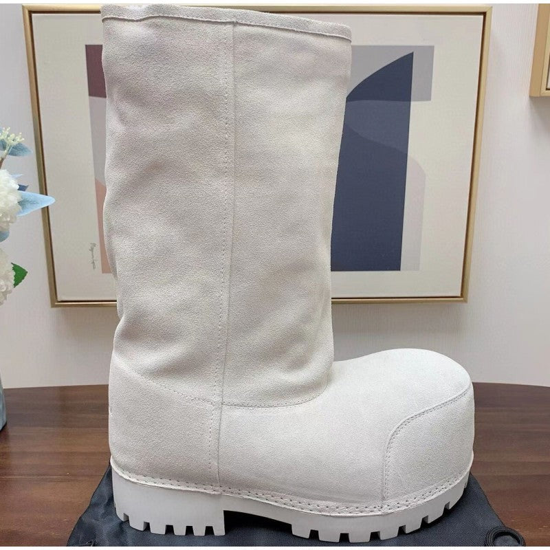 Fashionable Snow Boots Platform Elevating Warm Cotton Shoes Warm Big Head Design Long Boots Ladies All-over Brown Long Boots
