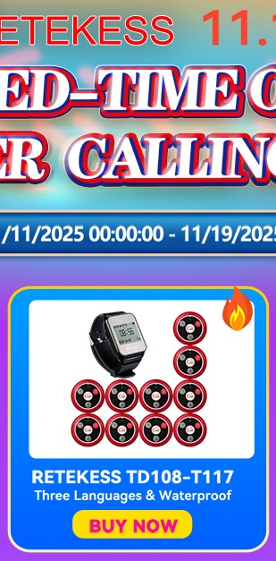 RETEKESS Restaurant Pager Wireless Waiter Calling System TD112 Waterproof Watch Pager Receiver T117 Call Buttons for Cafe Bar