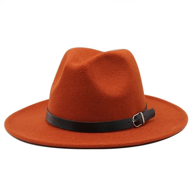 Men's fedora hat Men's and women's universal solid color fedora hat Women's 21 color wide brim jazz hat Autumn and winter Britis