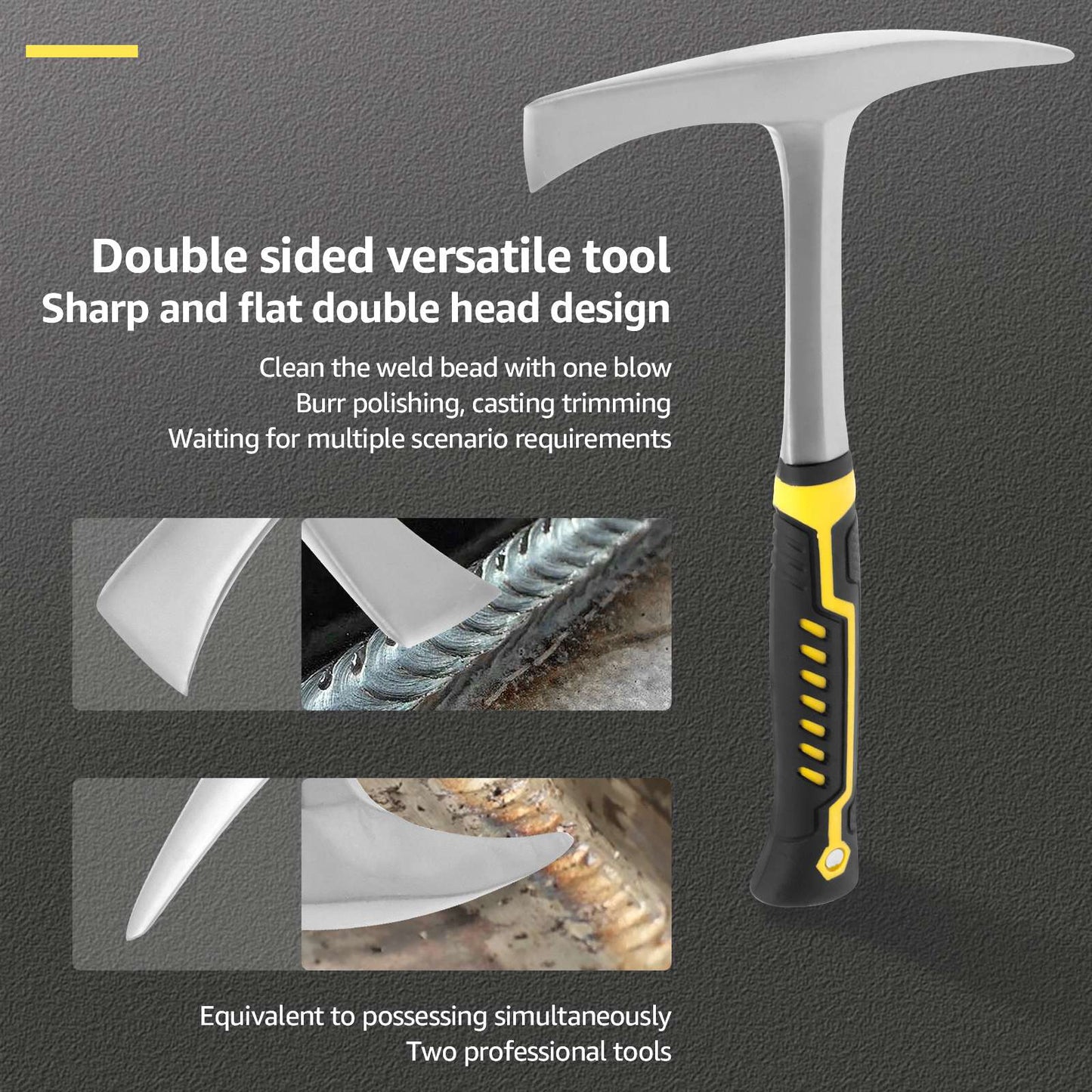 Martelo Picador de Solda de Aço Carbono de Alto Teor com Cabeça de 14oz e Cabo Ergonômico Antiderrapante para Retificação de Rebarbas