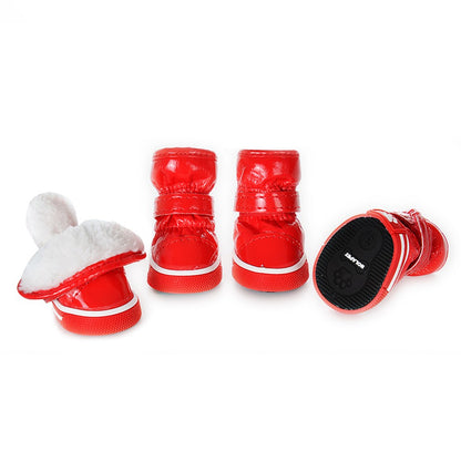 4 unidades/conjunto de sapatos de inverno para cães, botas de neve quentes com forro de lã, sapatos à prova d'água para filhotes de gato, acessórios para cães chihuahua e yorkie