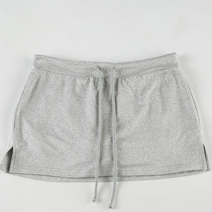 Solid Lace-up Mini Skirts Sexy American Retro Basic Vintage Casual Short Bottoms