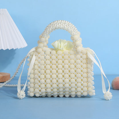 New high-end handcrafted beaded pearl evening bag elegant women's handbag fashionable and stylish one-shoulder bag for sociali