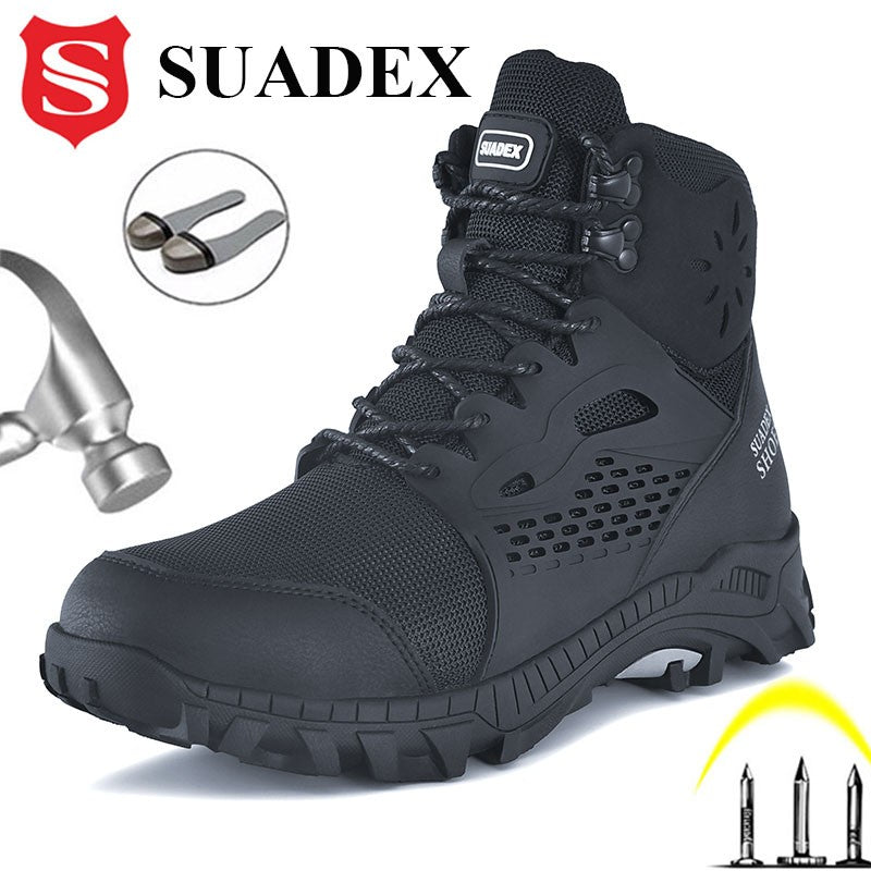 Botas de segurança SUADEX S1 Masculinas Sapatos de trabalho Biqueira de aço anti-esmagamento Sapatos de segurança de trabalho Masculino Feminino Botas antiderrapantes Tamanho EUR 37-48
