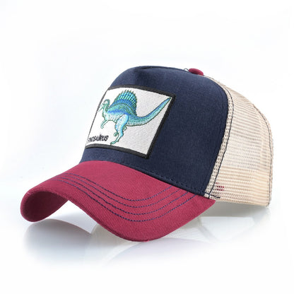 Men's Summer Baseball Cap Women Streetwear Trucker Caps With Spinosaurus Patch Snapback Hip Hop Drack Bones Adjustable Viosr Hat