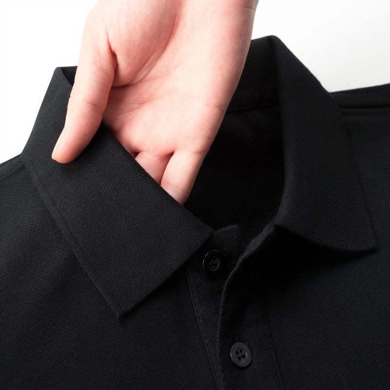 Cotton long sleeved polo shirt, men's and women's breathable spring and autumn T-shirt, printed logo embroidery workwear