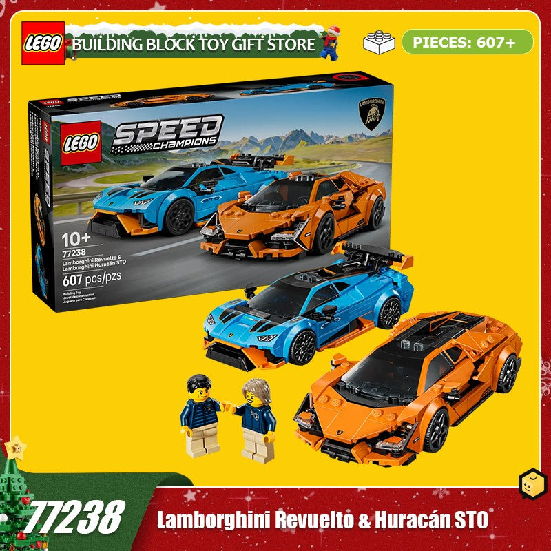 Blocos de Lego, modelos de carros esportivos Lamborghini Revuelto e Huracán, brinquedos de montar carros, presentes para crianças e adultos