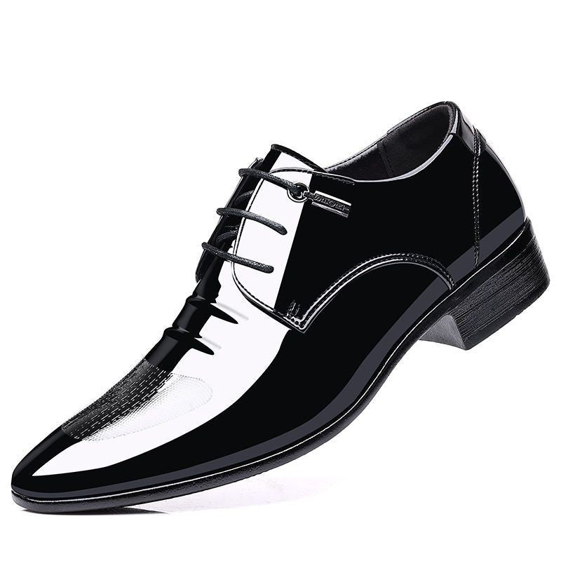 Sapatos Sociais Masculinos de Amarrar em Couro Envernizado Preto Bico Fino Estilo 2025 Preço Baixo Luxo Designer Escritório Terno 39 Masculino