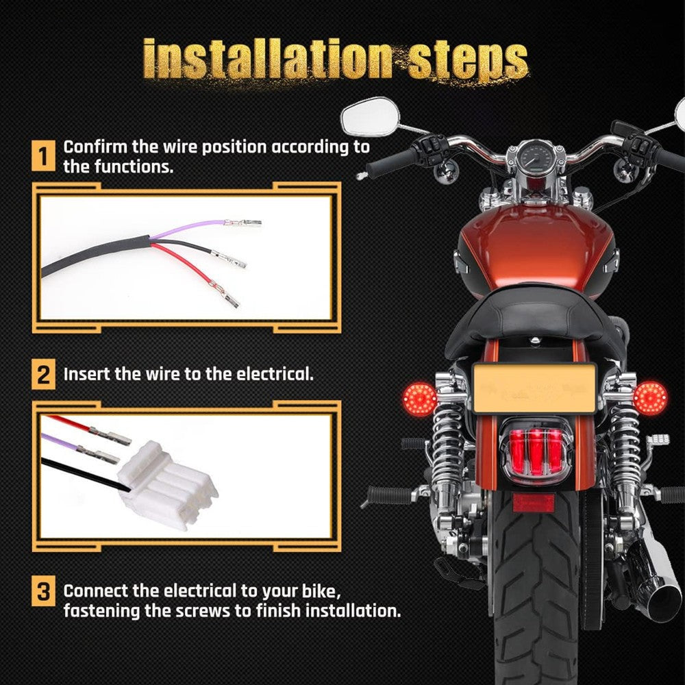 Luz de freio traseira LED para motocicleta DOT, pisca-pisca para Harley Sportster Dyna Fatboy Softail Touring Road Glide Road King