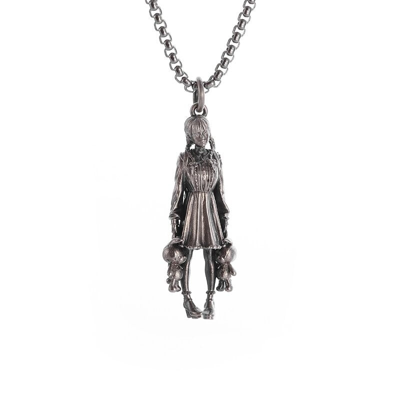 Colar Pingente Menina Bonita Anime Mecha Banhado a Prata Joia da Moda Hip-Hop Rock Punk Presente para Homens e Mulheres