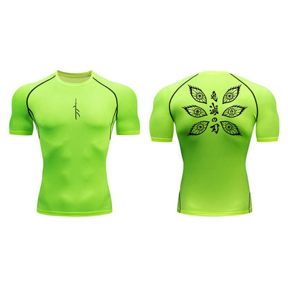 Graphic Print Compression Shirt for Men Gym Workout Running T-Shirt Tees Tops Athletic Quick Dry Undershirt Baselayer Activewear