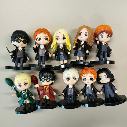 Hot 3-10 unidades/conjunto Harri Q Style Potter Posket Hermione Ron Hedwig Boneco de Vinil Brinquedo Decoração de Bolo Carro Modelo PVC Boneca Presente Brinquedos