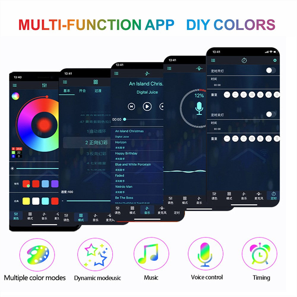 Kit de Luzes de Artifício USB WS2812B Módulo de Fita de LED Endereçável Individualmente Controle Remoto de 28 Teclas Bluetooth App Música Luz de LED DC5V