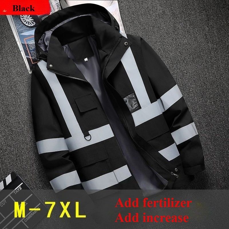 Jaqueta masculina de trabalho, roupa para construção civil, roupa de construção, roupa para trabalho ao ar livre, corta-vento, impermeável, faixa refletiva