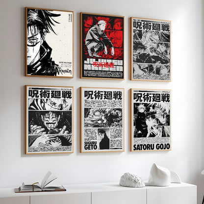 J-JujutsuES Japan Anime K-KaisenES Poster Sticky Wall Art Printing Waterproof Home Living Bed Room Bar Hallway Aesthetic Decor