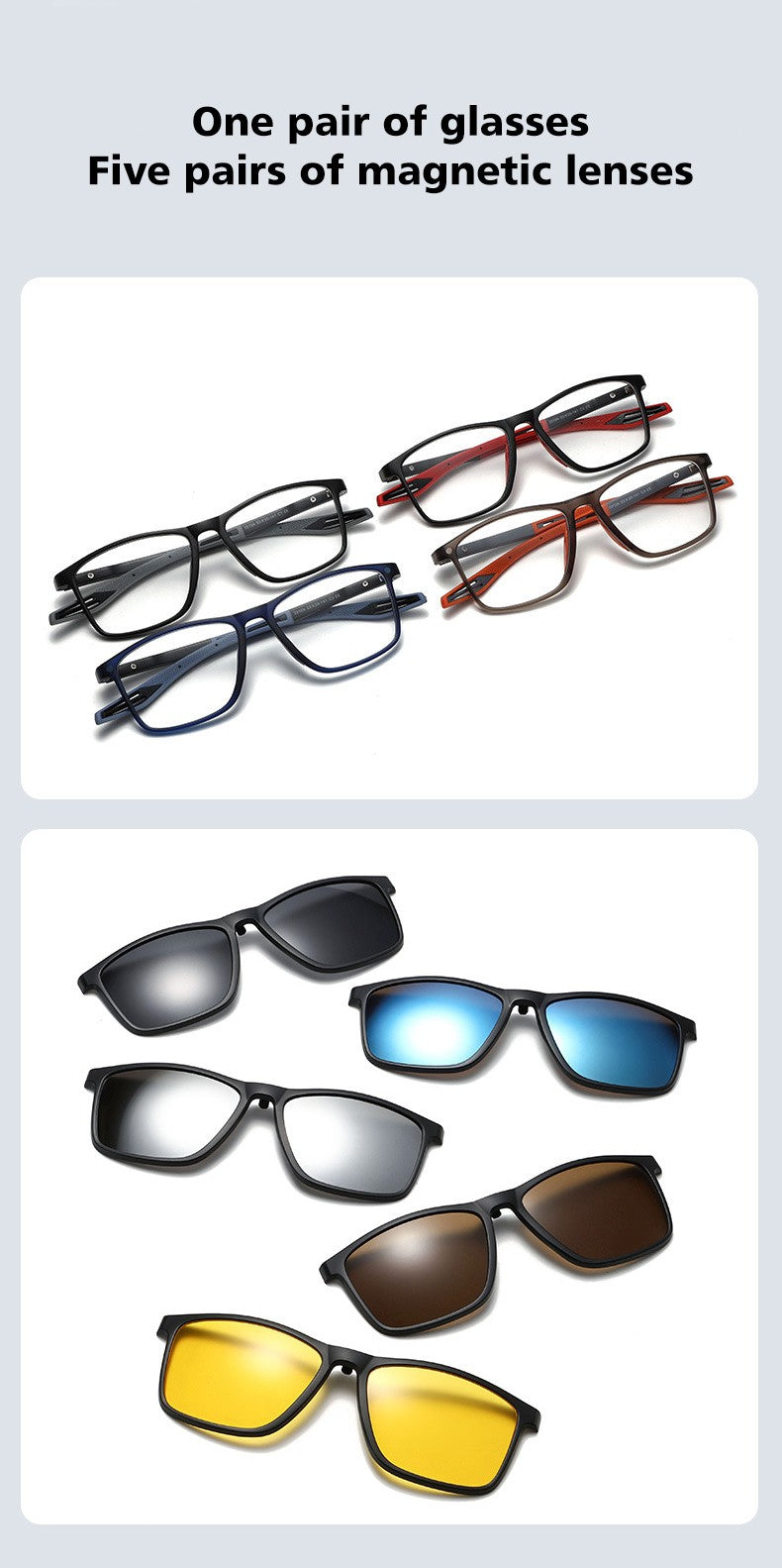 VICKY New Magnetic Clip-On Polarized Sunglasses Men Driving Night Vision Anti Blue Light Reading Glasses Women Prescription 3310