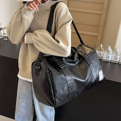 Fashion Women'S Travel Totes Duffle PU Leather Gym Sports Fitness Casual Luggage Handbag Shoes Pocket Shoulder Weekend Bag