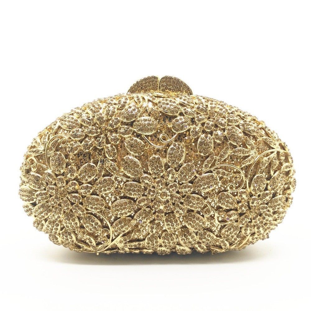 female Hollow Out Golden/black/gray Diamond Wedding Party Handbag Purse Women Crystal Clutch Evening Minaudiere Bag mom gifts